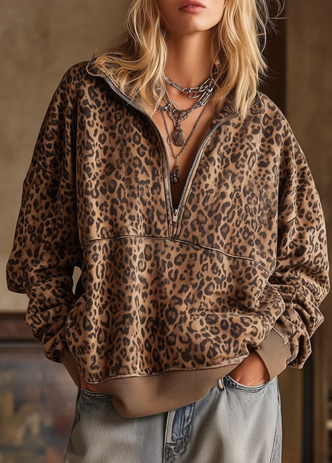 Leopard Print Oversized Pullover