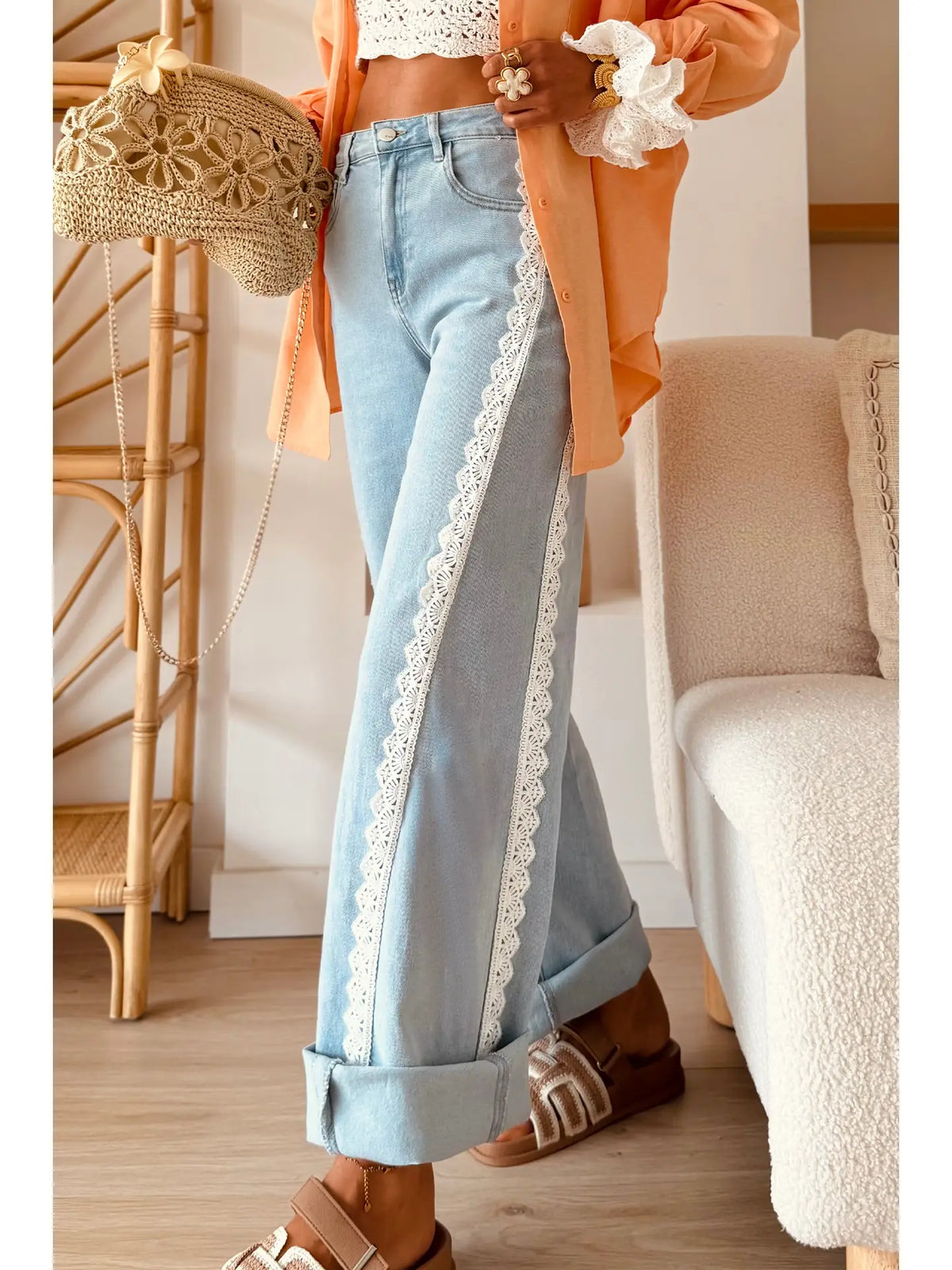 Lace Trim Beau Blue Jeans