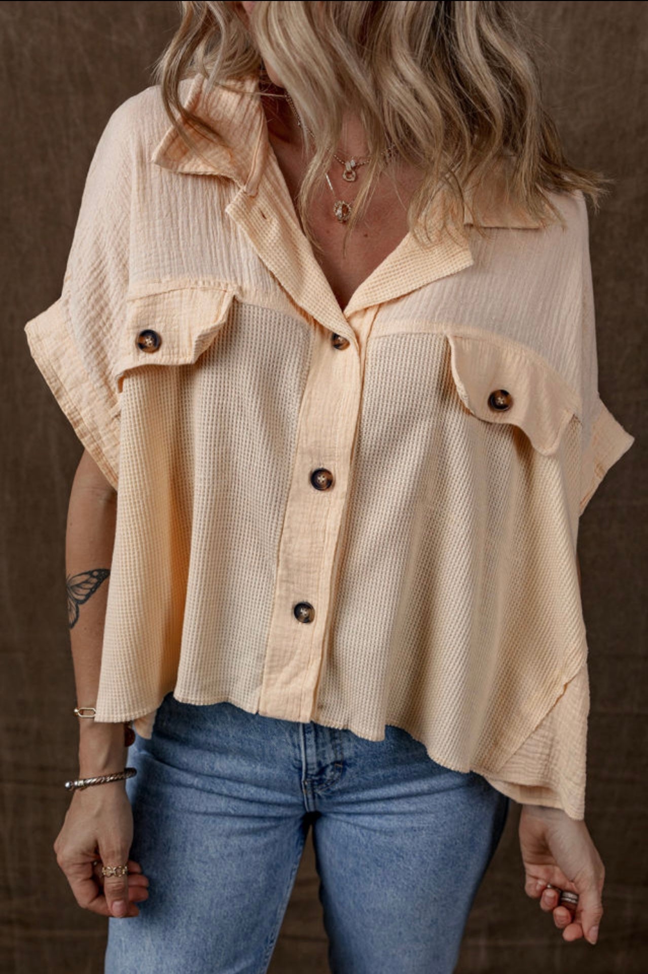 Beige Waffle Top