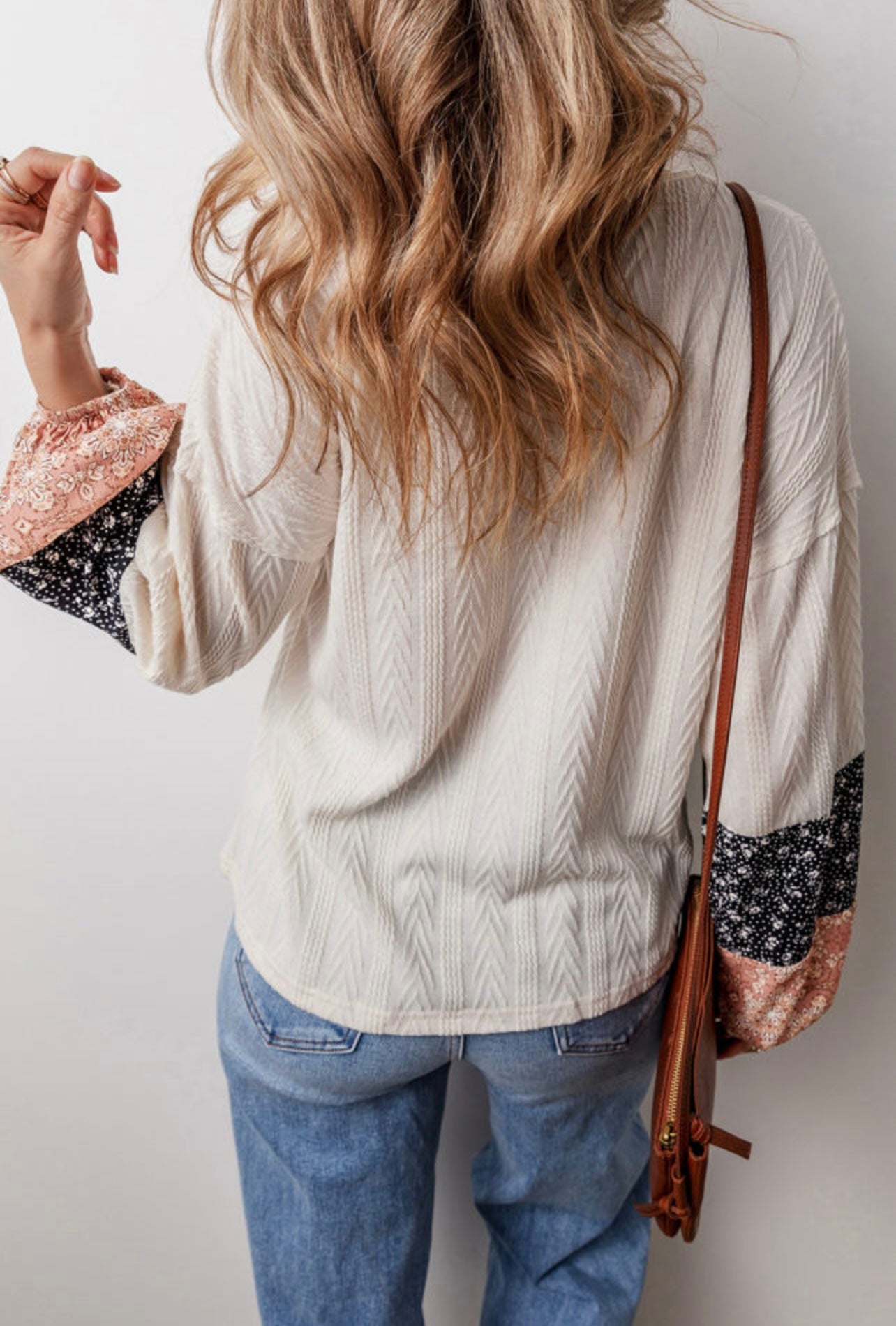 Ivory Floral Textured Top