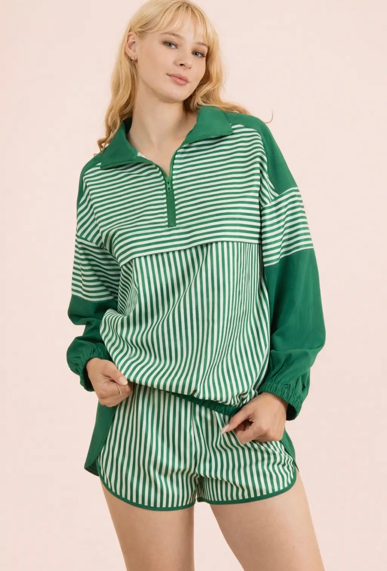 Green Striped Active Set