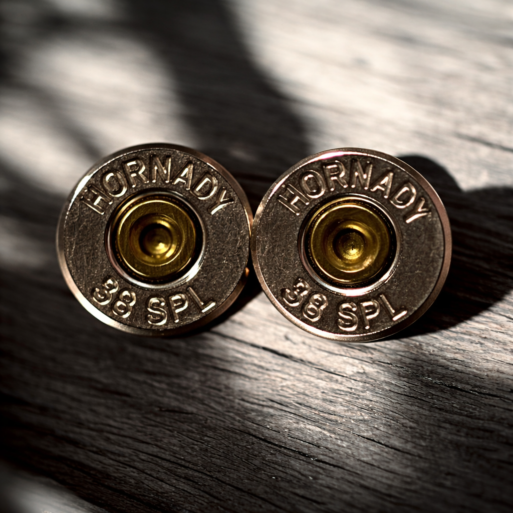 38 Caliber Nickel Bullet Stud Earrings