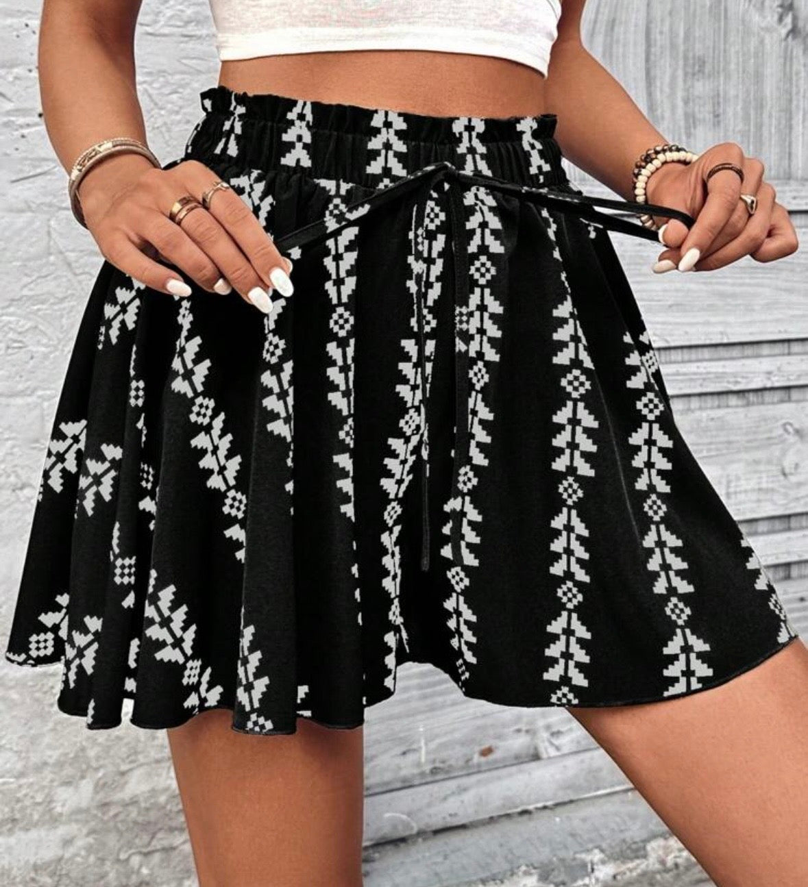 Black & White Boho Print Shorts