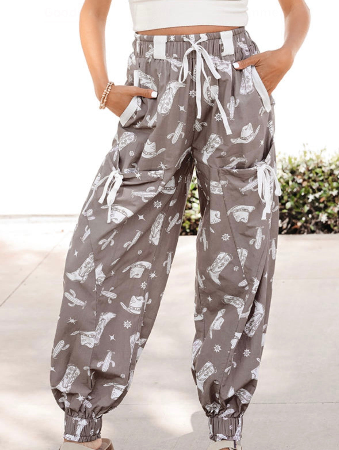 Khaki Western Cactus Vintage Jogger Pants