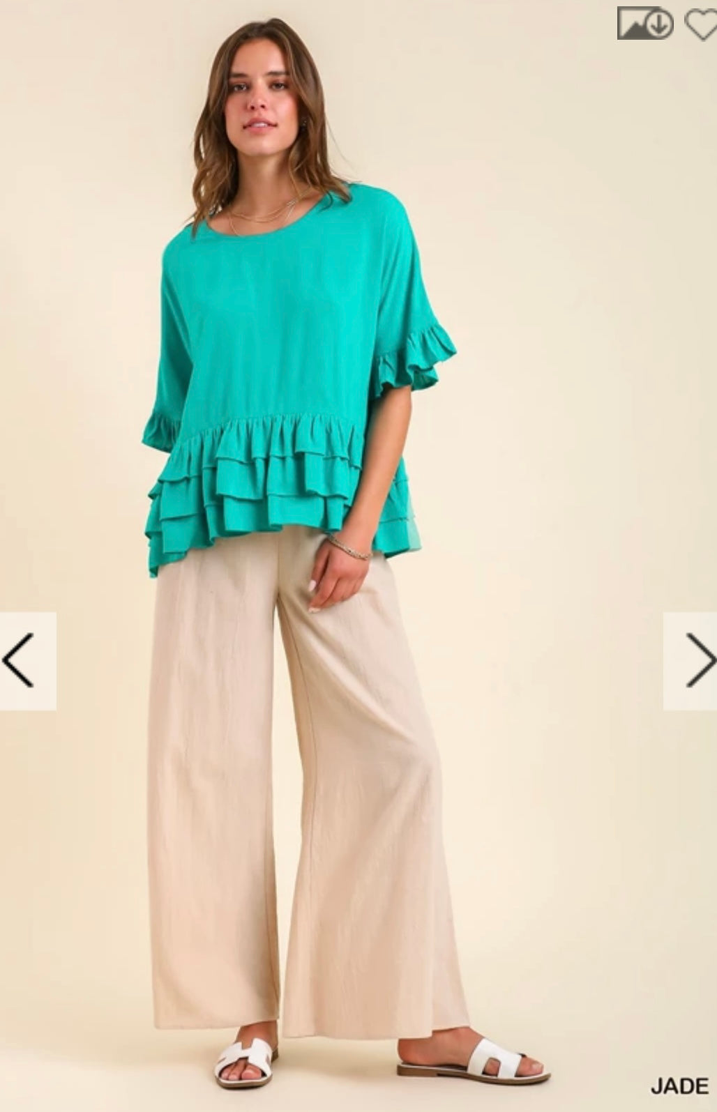 Ruffle Tiers Linen Round Neck Top