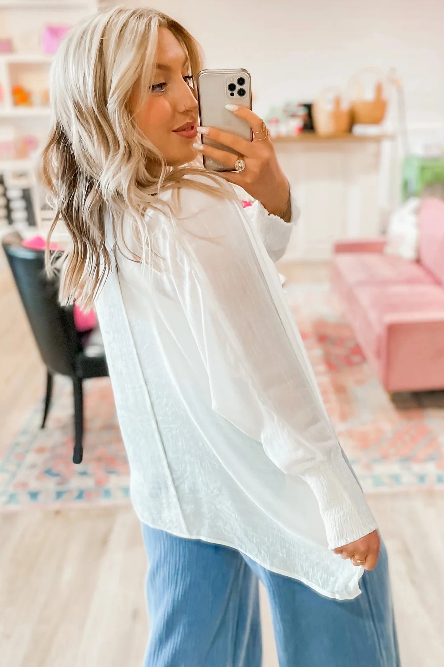 White Semi Sheer Blouse