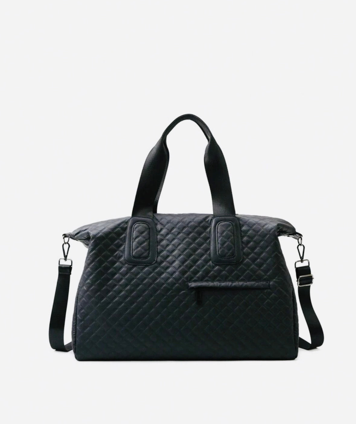 Black Quilted Large Weekender Tote Bag