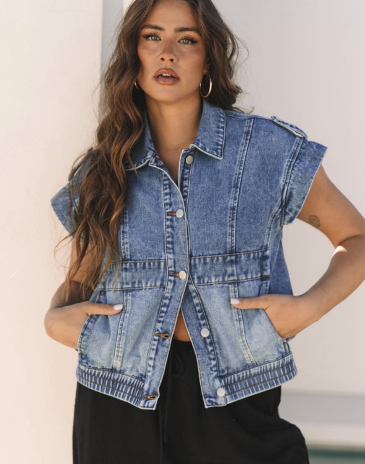 Denim Acid Wash Vest