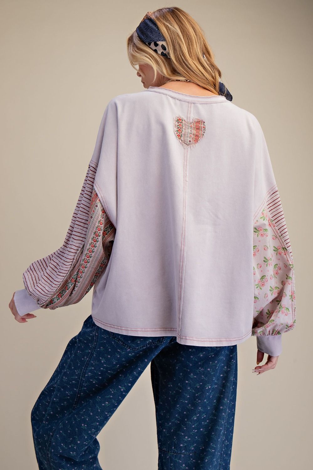 Dusty Lavender Mix Print Long Sleeve Top