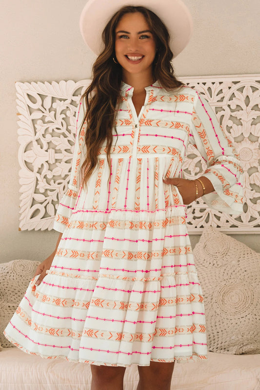 Bohemian Printed Bracelet Sleeve Loose Dress