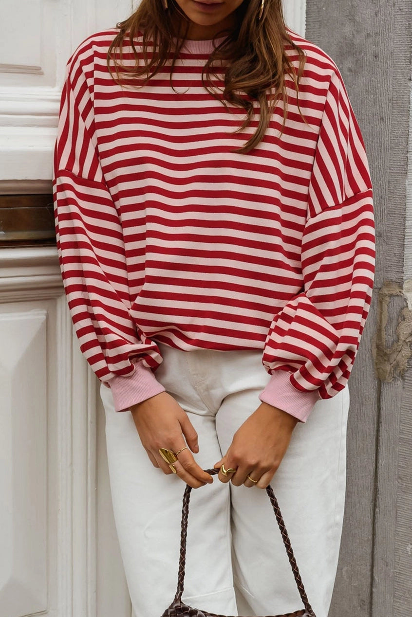 Red Stripe Cut Out Back Top