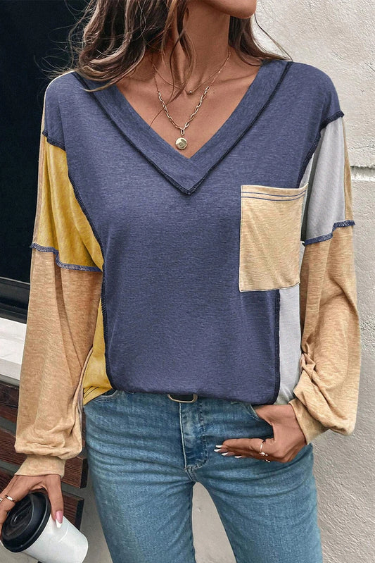 Sail Blue V-Neck Top