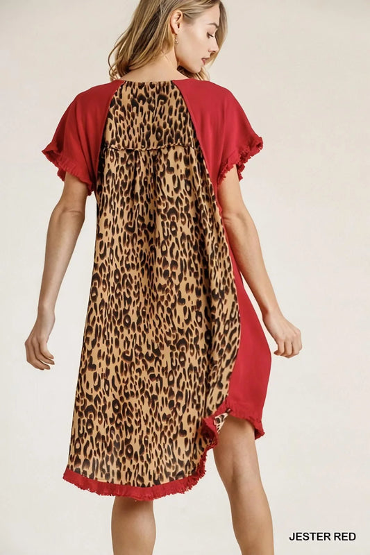 Leopard Back Pocketed Dress
