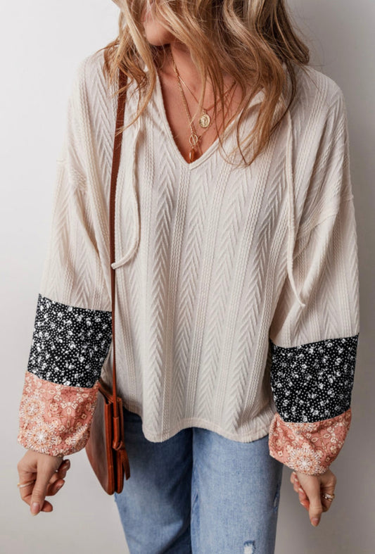 Ivory Floral Textured Top