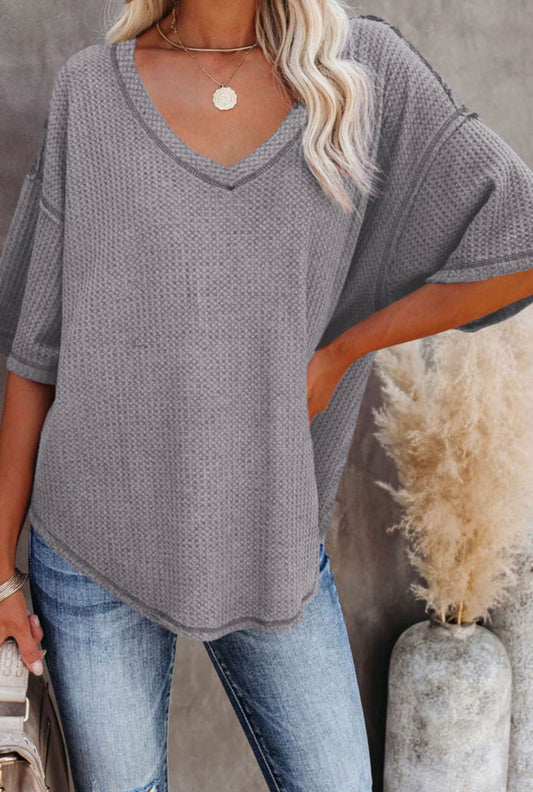 Grey Exposed Seam Top