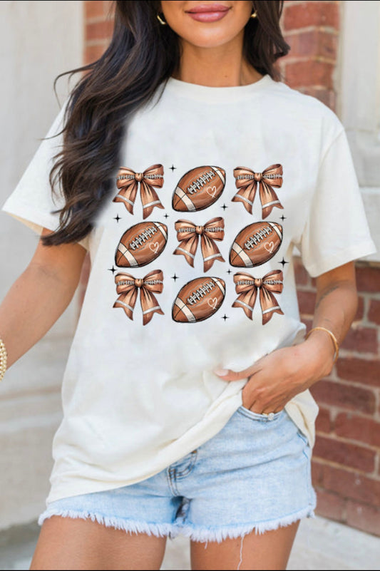 Football Bow Graphic T-Shirt