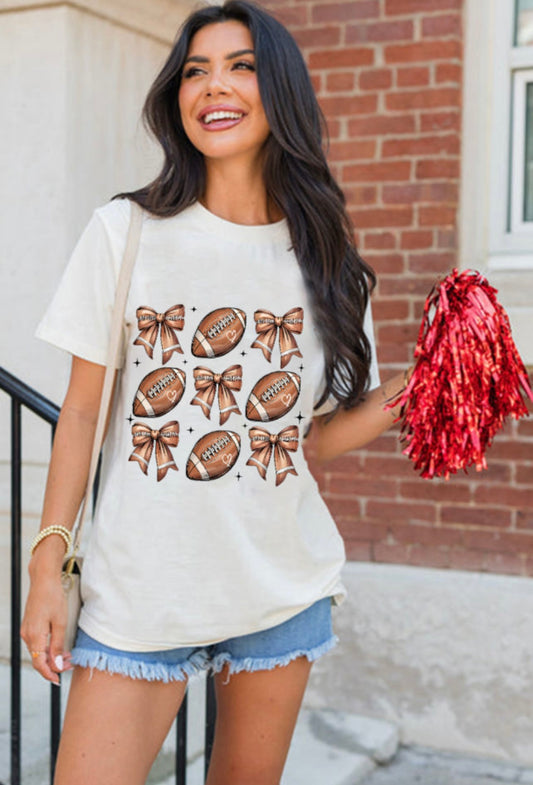 Football Bow Graphic T-Shirt