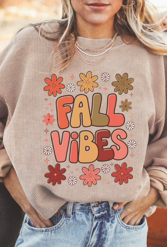 Fall Vibes Ribbed Sweatshirt