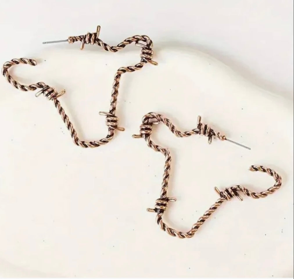 Barbed Wire Cow Earrings