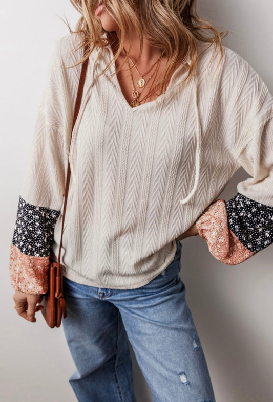 Ivory Floral Textured Top