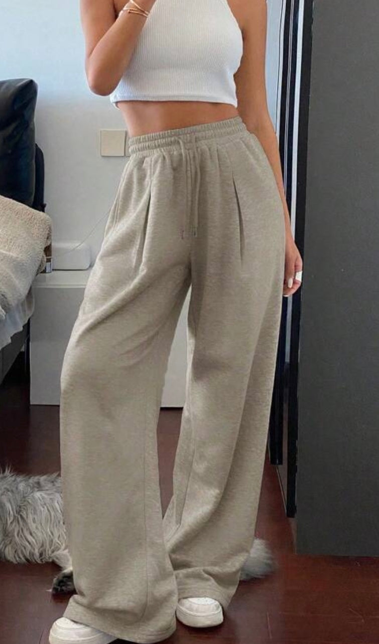 Khaki Loose Drawstring Jogger Pants