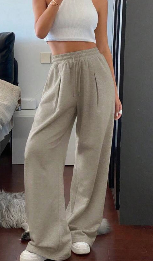 Khaki Loose Drawstring Jogger Pants