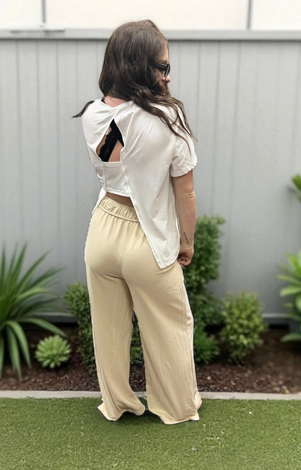 Short Sleeve Open Back Top