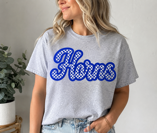 Horns Checkered Graphic Tee