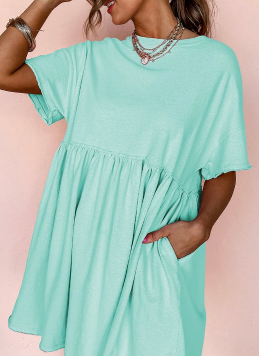 Moonlight Jade Pocket Raw Edge Dress