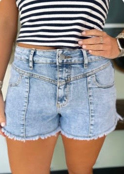 Myosotis High Waist Frayed Denim Shorts