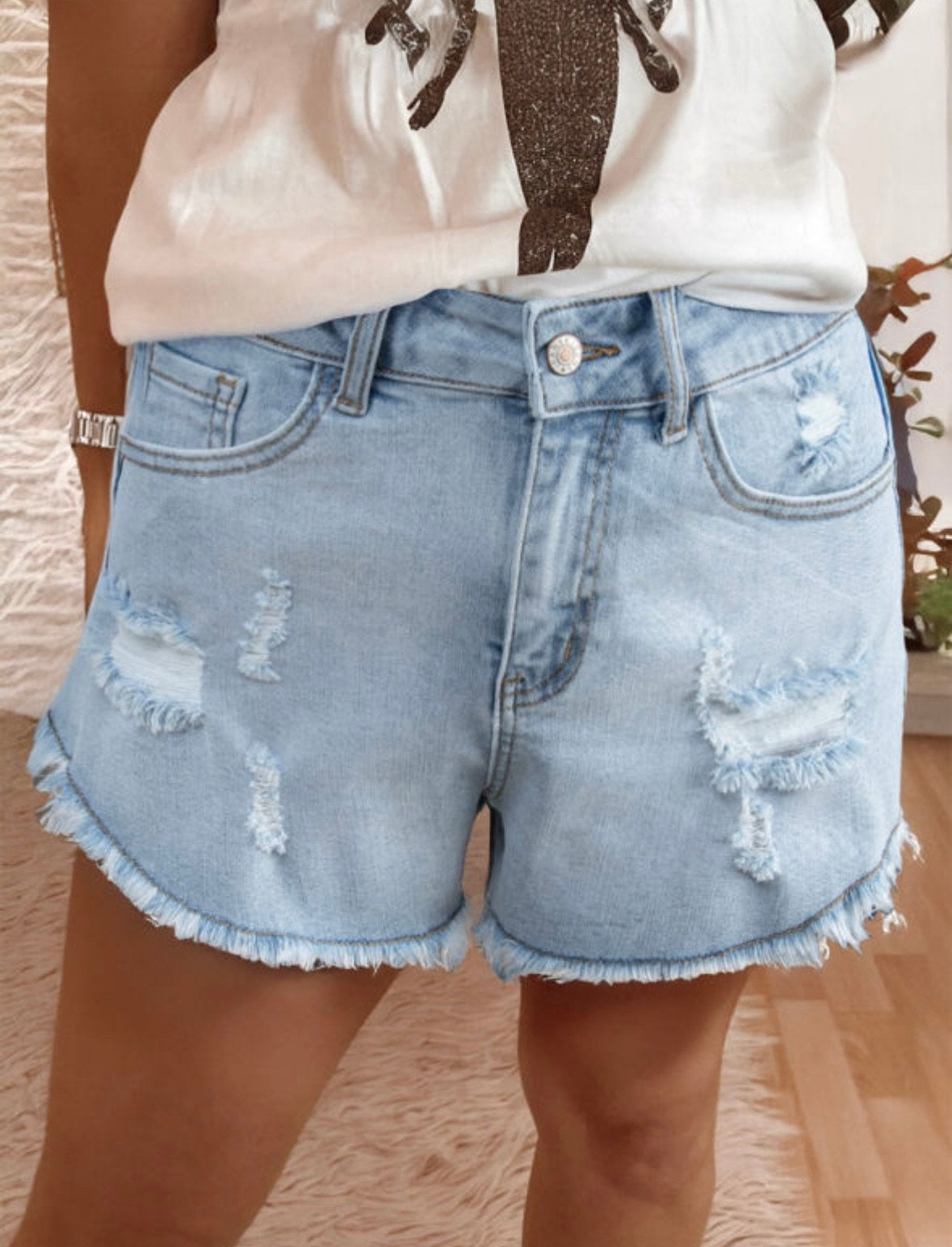 Beau Blu High Rise Denim Shorts