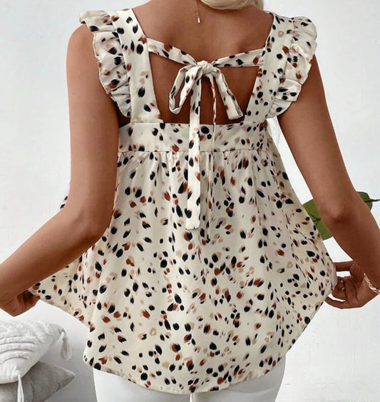 All Over Printed Cap Sleeve Top