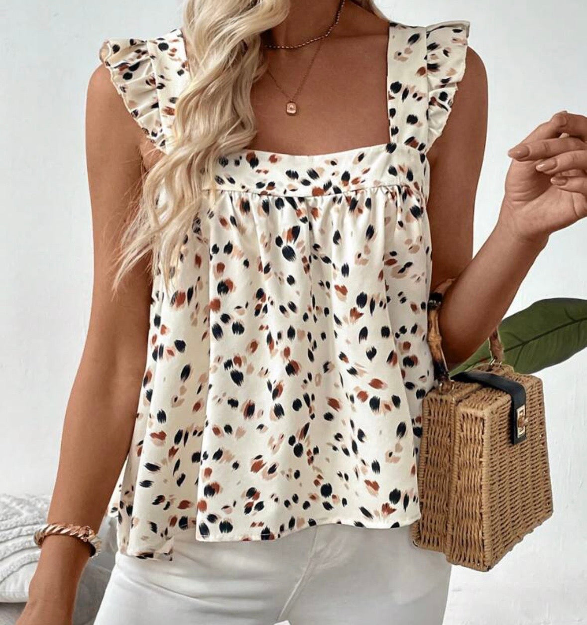 All Over Printed Cap Sleeve Top