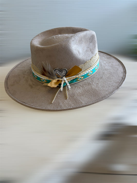 Studded Flower And Lace Hat