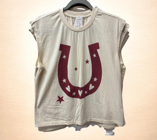 Red Horse Shoe And Stars Tee