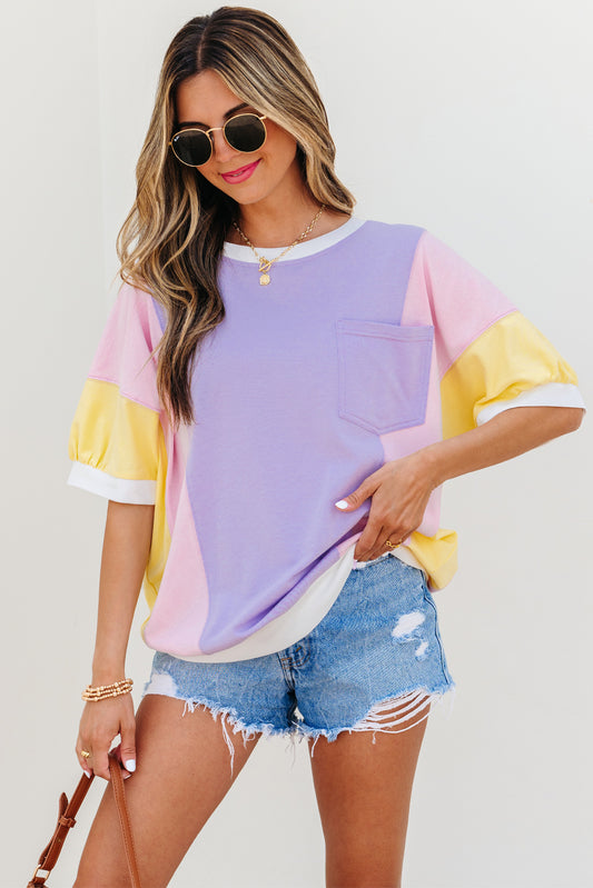 Pastel Purple Color Block Top