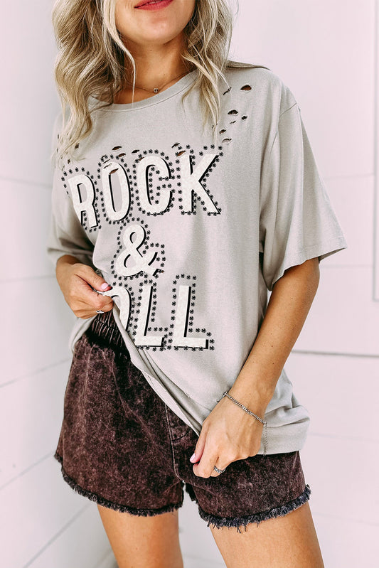 Rock and Roll Graphic Distressed Tee