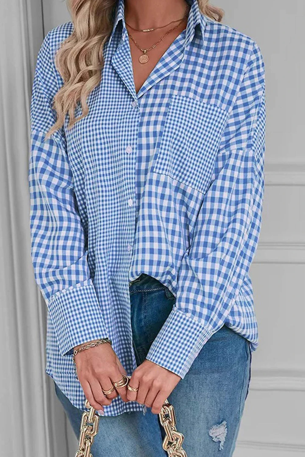 Sky Blue Plaid Top
