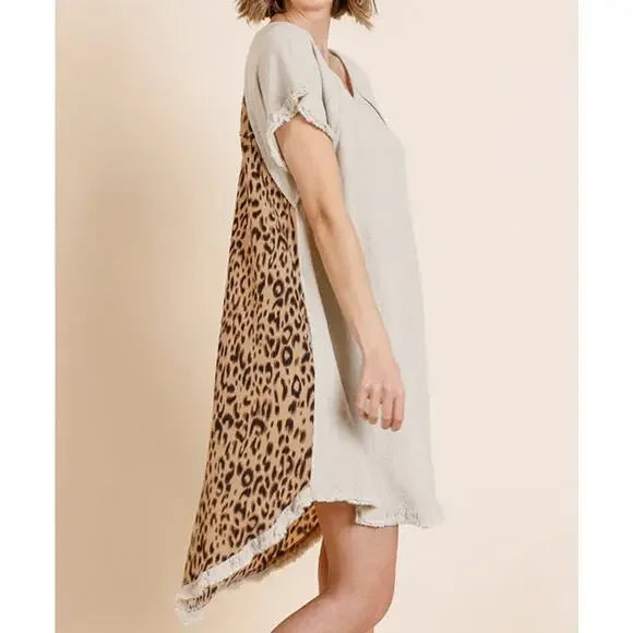 Leopard Back Pocketed Dress