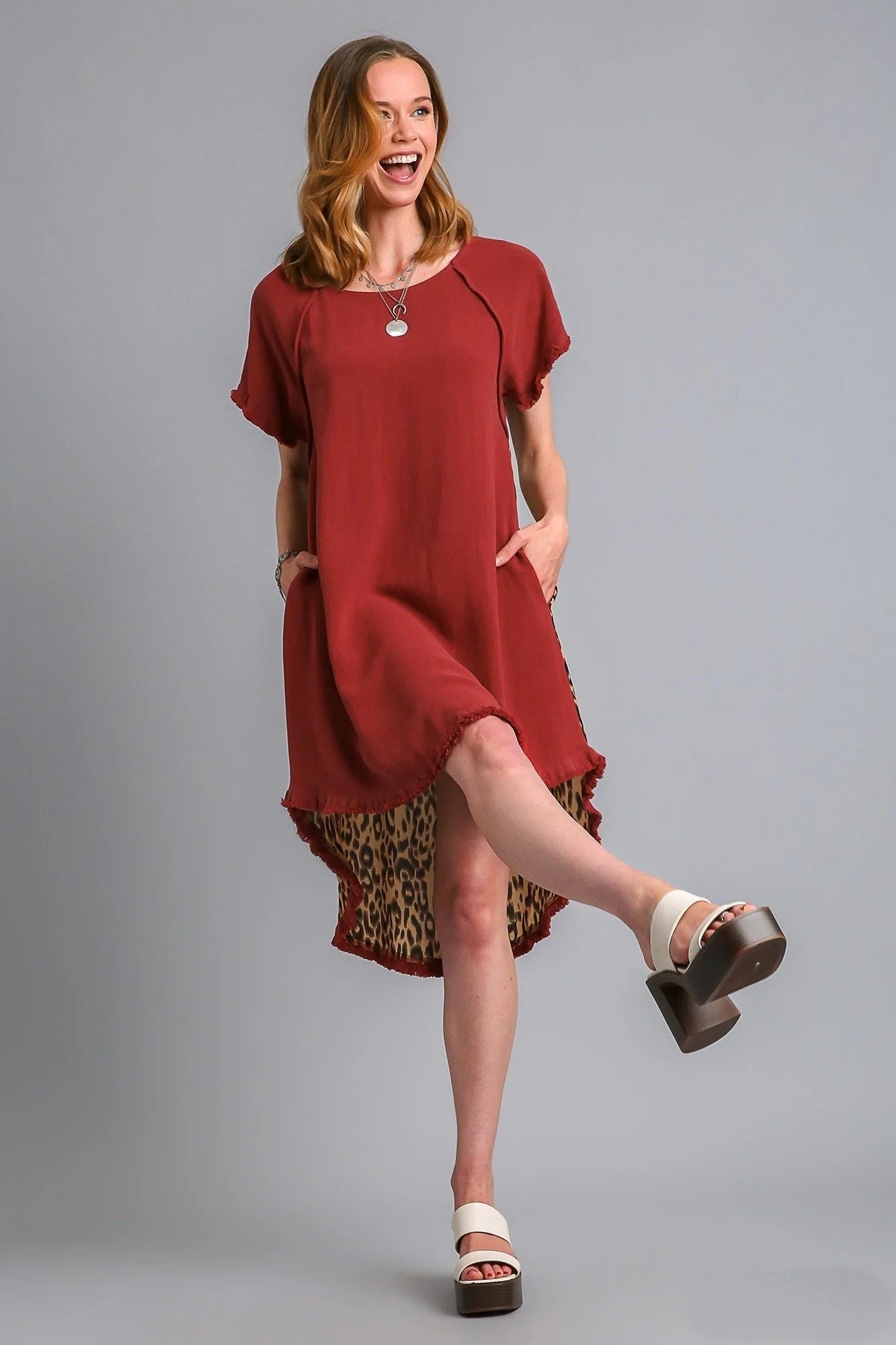 Leopard Back Pocketed Dress