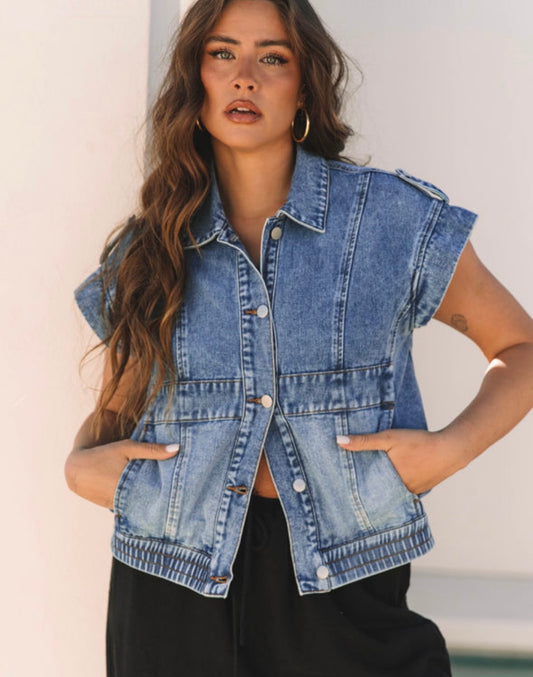 Denim Acid Wash Vest